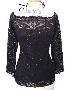 Maglia Virna pizzo nero con paillettes