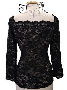 Maglia Virna pizzo nero con paillettes