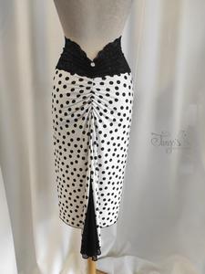 Amber and Katia suit with black lace and dots