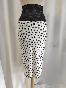 Amber and Katia suit with black lace and dots