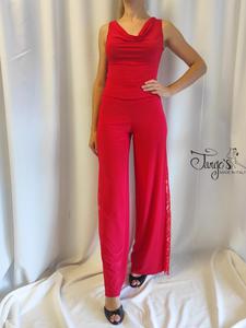 Completo Berta rosso con inserti di pizzo