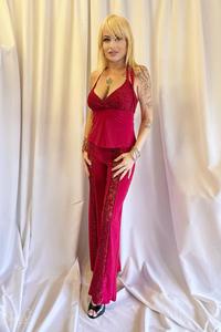 Completo Marzia rosso con pizzo