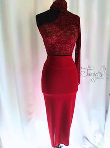 Top Milva asimmetrico in pizzo glitter