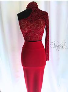 Top Milva2 asimmetrico in pizzo glitter