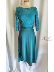 Top Giusy and skirt Orfea petrol color with lace glitter