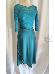 Top Giusy and skirt Orfea petrol color with lace glitter