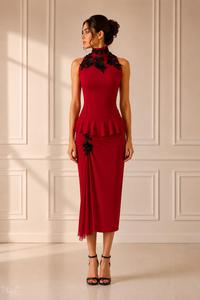 Completo gonna e top Dea in rosso e pizzo nero 3D