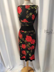 Completo gonna Katia e top Romi rose rosse