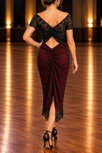 Completo gonna Katia top Annalisa in rosso e pizzo nero