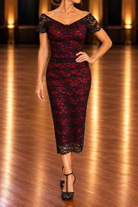 Completo gonna Katia top Annalisa in rosso e pizzo nero