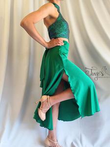 Orfea skirt in emerald green and sequin top