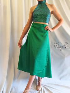 Orfea skirt in emerald green and sequin top
