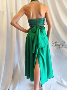 Orfea skirt in emerald green and sequin top