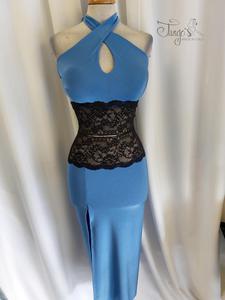 Marella suit with black lace and turquoise jersey