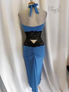 Marella suit with black lace and turquoise jersey