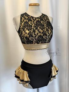 Pole Dance set in black and gold fabric