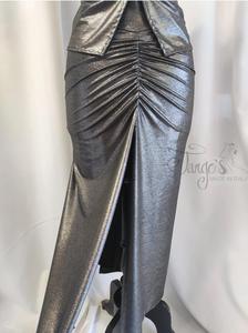 Set Teresa in dark silver laminated fabric