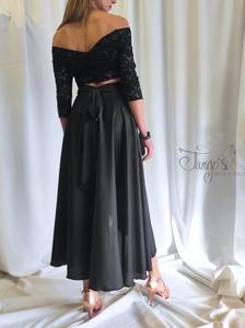 Set top Annalisa and Orfea skirt in black satin