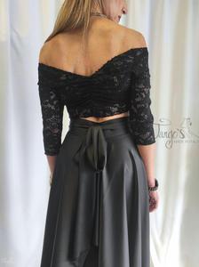 Set top Annalisa and Orfea skirt in black satin