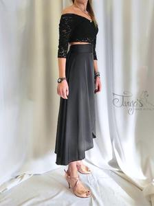 Set top Annalisa and Orfea skirt in black satin