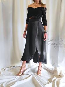 Set top Annalisa and Orfea skirt in black satin