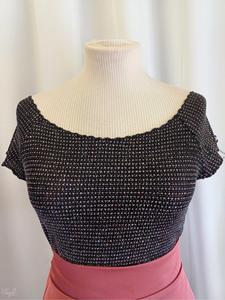 Annalisa glitter top and brick-colored orfea skirt