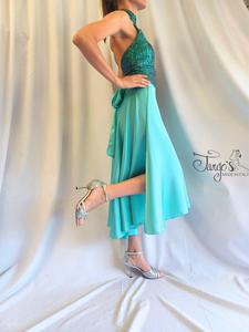 Completo top in paillettes e gonna Orfea azzurro
