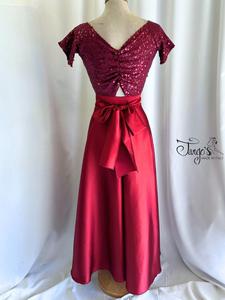 Completo top Annalisa paillettes rosso e gonna Orfea rosso