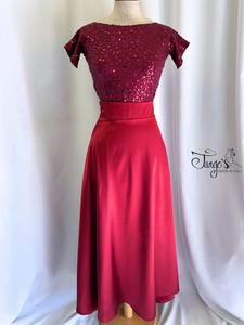 Completo top Annalisa paillettes rosso e gonna Orfea rosso