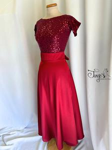 Completo top Annalisa paillettes rosso e gonna Orfea rosso