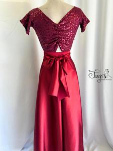 Completo top Annalisa paillettes rosso e gonna Orfea rosso