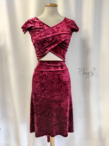 Top Porteno in velluto borgogna