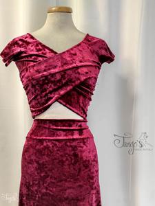 Top Porteno in velluto borgogna