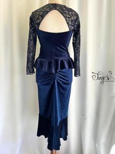 Completo Vittoria velluto blu e pizzo paillettes