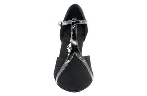 Dancin Scarpe da ballo punta chiusa in nabuck nero e vernice nera tacco 5,5 cm