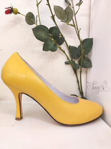 Décolleté Audrey yellow leather - Heels 8,5 cm