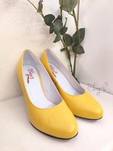 Décolleté Audrey yellow leather - Heels 8,5 cm