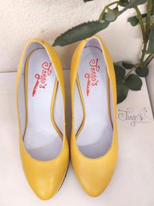 Décolleté Audrey yellow leather - Heels 8,5 cm