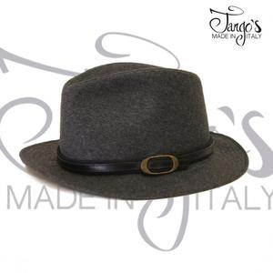 Fedora grigio nastro pelle