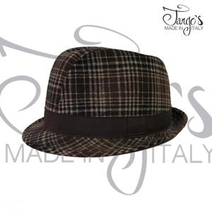 Fedora tartan marrone