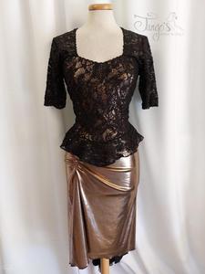 Completo Bronzo e pizzo nero con paillettes