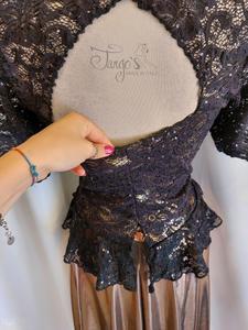 Completo Bronzo e pizzo nero con paillettes