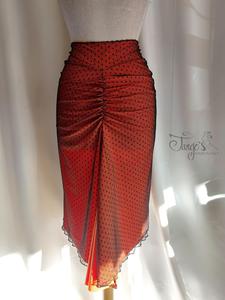 Skirt Katia orange and black pois mesh