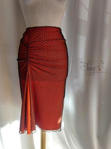 Skirt Katia orange and black pois mesh