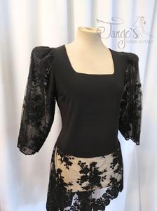 Maglia lunga Morena con tulle ricamato