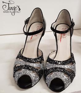 Laura glitter argento e nero - Tacco 8,5 cm