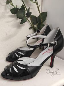 Scarpa Laura pelle e vernice nera - Tacco 8,5cm