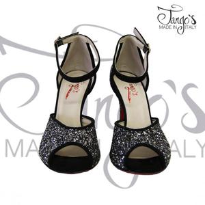 Scarpa Sandra glitter scuro e nero