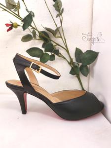 Shoes Dafne black leather - Heels 6,5cm