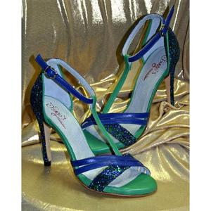 Almafuerte glitter verde e blu - Tacco 10,5 cm